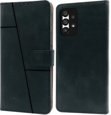NIMMIKA ENTERPRISES Flip Cover for Samsung Galaxy A73 5G(Premium leather material | 360-degree protection | Stand function)(Black, Dual Protection, Pack of: 1)