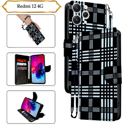 Asmart Flip Cover for Redmi 12 4G(Black, Pack of: 1)