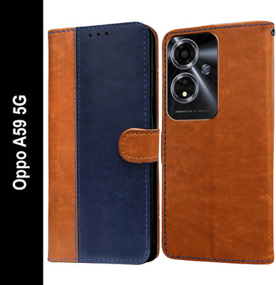Casotec Flip Cover for Oppo A59 5G(Blue, Pack of: 1)