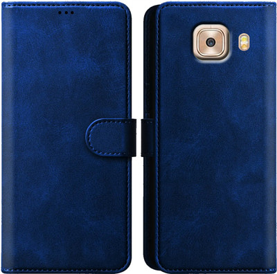 Xester Flip Cover for SAMSUNG C9 PRO |Vegan PU Leather |Foldable Stand & Pocket |Magnetic Closure(Blue, Dual Protection, Pack of: 1)