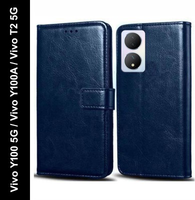 Turncoat Flip Cover for Vivo Y100 5G, Vivo Y100A, Vivo T2 5G(Blue, Grip Case, Pack of: 1)