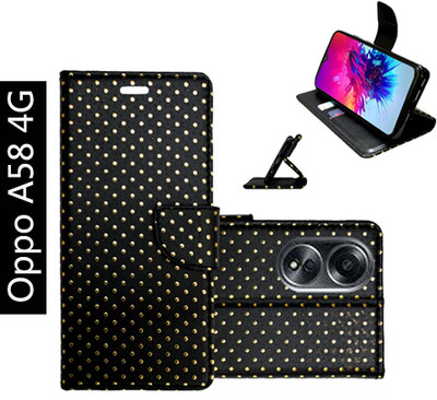 Toklot Flip Cover for Oppo A58 4G(Black, Pack of: 1)