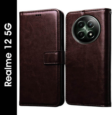 Casotec Flip Cover for Realme 12 5G, Realme 13 5G, Realme 12x 5G, Realme C65 5G, Narzo 70x 5G, Narzo N65 5G(Brown, Pack of: 1)