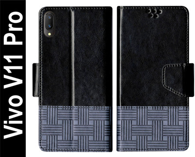 PUFFCASE Flip Cover for Vivo V11 Pro Back Cover Case with Magnatic Closure(Black, Shock Proof, Pack of: 1)