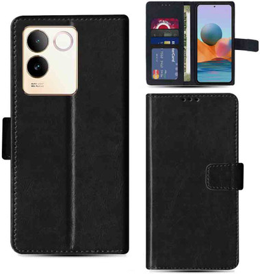 Kalua Mall Flip Cover for Vivo T2 Pro pouch cover | Vivo V2321 pouch cover | Black(Black, Magnetic Case, Pack of: 1)