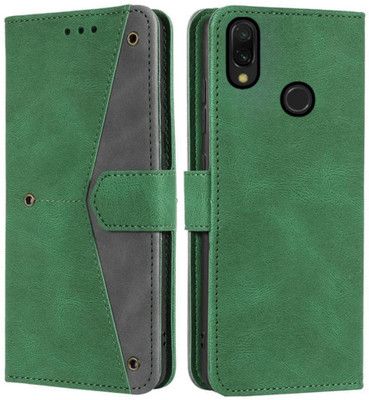 ClickAway Flip Cover for Mi Redmi Note 7 7s 7 pro | Premium Design with Green & Grey Combination Wallet Back Cover(Green, Dual Protection, Pack of: 1)