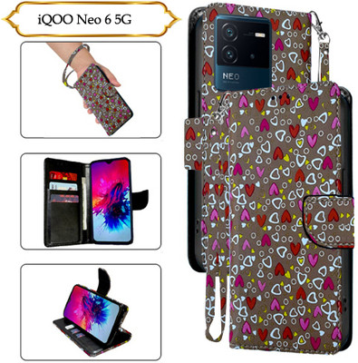 Cutemart Flip Cover for IQoo Neo 6 5G(Brown, Pack of: 1)