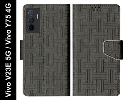 SBMS Flip Cover for Vivo V23E 5G / Vivo Y75 4G Back Cover Case with Magnatic Closure(Black, Shock Proof, Pack of: 1)