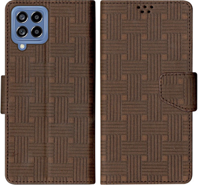 SBMS Flip Cover for Samsung Galaxy M33 5G Back Cover Case with Magnatic Closure(Brown, Shock Proof, Pack of: 1)