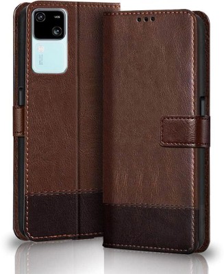 NKARTA Flip Cover for Vivo S18 5G Brown with Coffee Dual Shade Wallet Case(Multicolor, Cases with Holder, Pack of: 1)