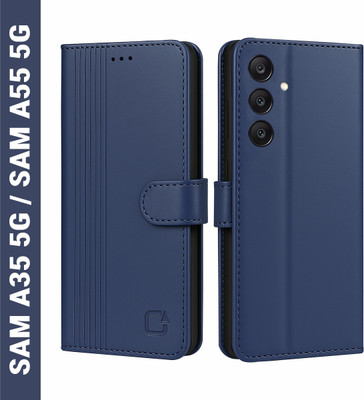 AIBEX Flip Cover for Samsung A35 5G / Samsung A55 5G|Inbuilt Wallet & Card Slots|Premium Leather Magnetic Case(Blue, Card Holder, Pack of: 1)