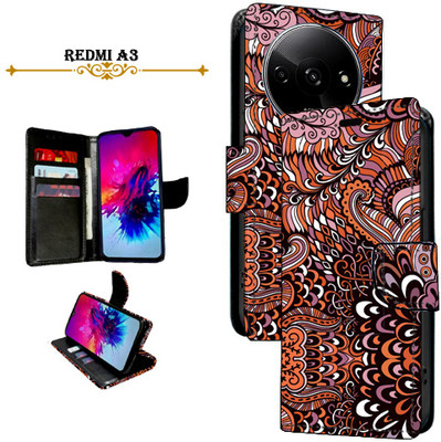 Asmart Flip Cover for Redmi A3(Brown, Pack of: 1)
