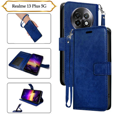Asmart Flip Cover for Realme 13 Plus 5G(Blue, Pack of: 1)