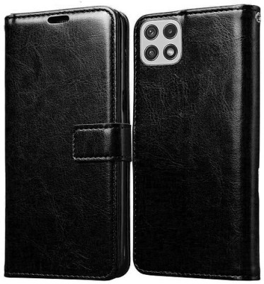 AKSP Flip Cover for Samsung Galaxy A22 (5G) Leather Finish(Black, Magnetic Case, Pack of: 1)