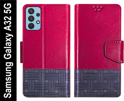 Telecase Flip Cover for Samsung Galaxy A32 5G Back Cover Case with Magnatic Closure(Red, Shock Proof, Pack of: 1)