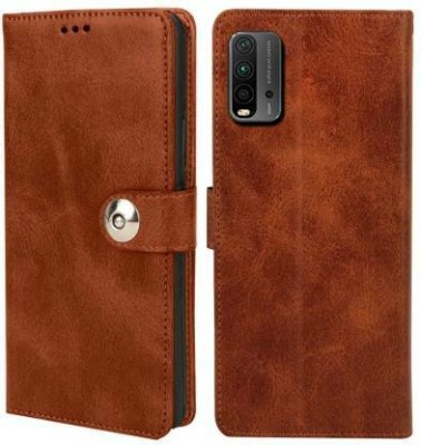 Flospy Flip Cover for REDMI 9 Power(Brown, Dual Protection, Pack of: 1)