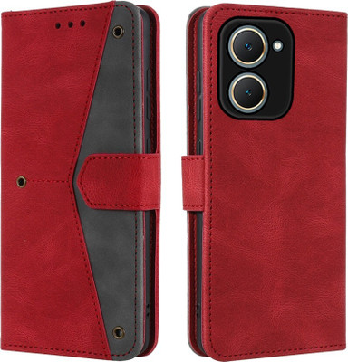 GLADLY Flip Cover for Vivo Y18E, Vivo Y18, Vivo Y18i, Vivo Y03, Vivo Y28s, Vivo Y28E, Vivo T3 Lite 5G, iQOO Z9 Lite 5G(Red, Dual Protection, Pack of: 1)