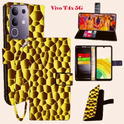 SHANNO Flip Cover for vivo T4x 5G(Yellow, Pack of: 1)