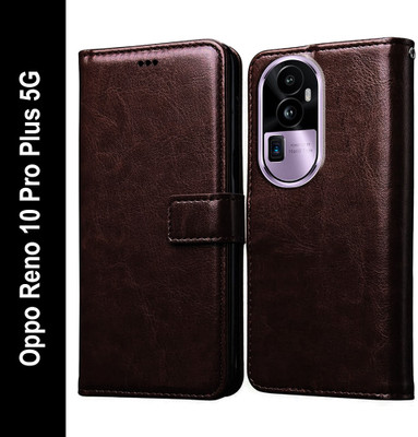 Casotec Flip Cover for Oppo Reno 10 Pro Plus 5G(Brown, Pack of: 1)
