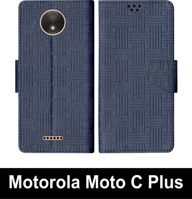 Telecase Flip Cover for Motorola Moto C Plus(Blue, Shock Proof, Pack of: 1)