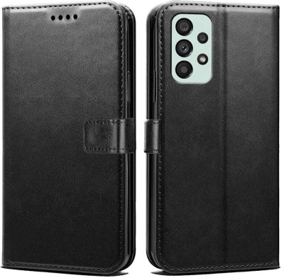 SUCH Flip Cover for Samsung Galaxy A73 5G leather flip (Black, Shock Proof, Pack of: 1)(Black, Cases with Holder)