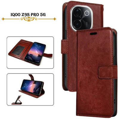 Asmart Flip Cover for iQOO Z9s Pro 5G(Brown, Pack of: 1)
