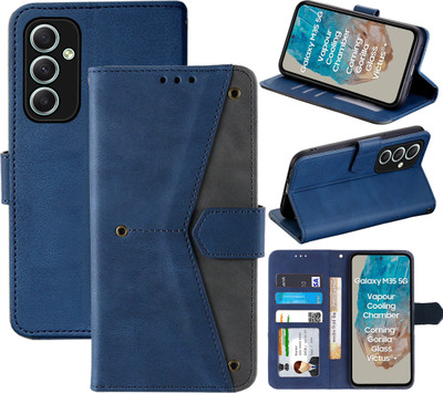 Autofocus Flip Cover for Samsung Galaxy M35 5G(Blue, Camera Bump Protector, Pack of: 1)