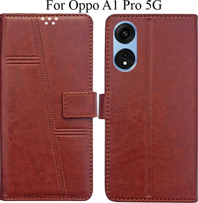 MAXSHAD Flip Cover for Oppo A1 Pro 5G(Brown, Magnetic Case)