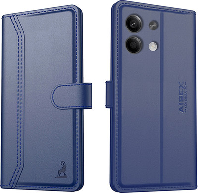 AIBEX Flip Cover for Redmi Note 13 Pro 5G |Premium Leather Finish | Magnetic Closure | Kickstand Feature(Blue, Magnetic Case, Pack of: 1)