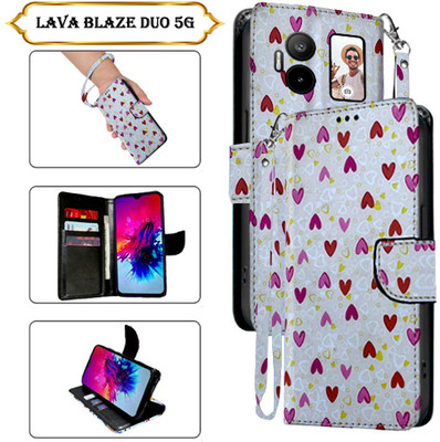 Cutemart Flip Cover for Lava Blaze Duo 5G(White, Pack of: 1)
