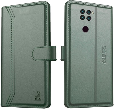 AIBEX Flip Cover for Xiaomi Redmi Note 9|Vegan PU Leather |Foldable Stand & Pocket |Magnetic Closure(Green, Cases with Holder, Pack of: 1)