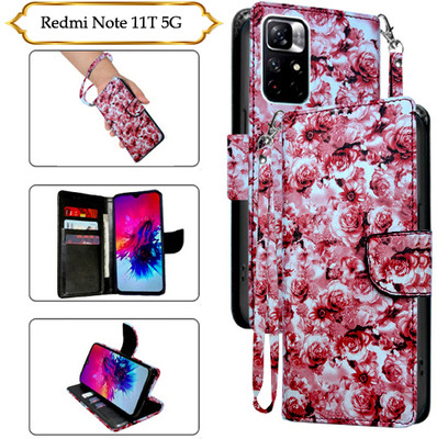 Asmart Flip Cover for Redmi Note 11T 5G(Red, Pack of: 1)