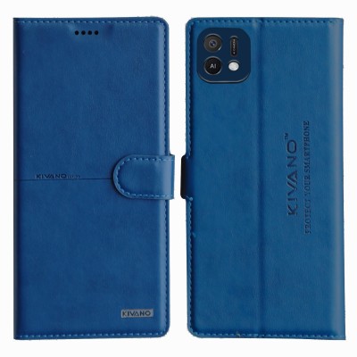 KIVANO Flip Cover for Oppo A16e / Oppo A16K| Luxurious Design | Handcrafted Unique | Vegan(Blue, Cases with Holder, Pack of: 1)