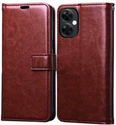 AutoPack Flip Cover for OnePlus Nord CE 3 Lite 5G(Brown, Camera Bump Protector, Pack of: 1)