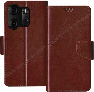 Telecase Flip Cover for Tecno Spark Go 2023, Tecno Spark Go 2023 4G(Brown, Shock Proof, Pack of: 1)