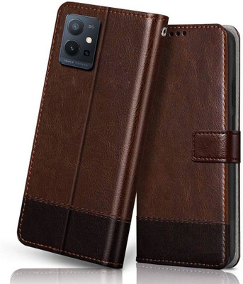 Winkel Flip Cover for VIVO T1 5G(Brown, Cases with Holder, Pack of: 1)