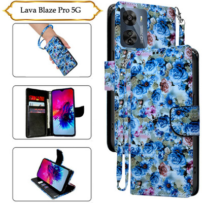SALGO Flip Cover for Lava Blaze Pro 5G(Blue, Pack of: 1)
