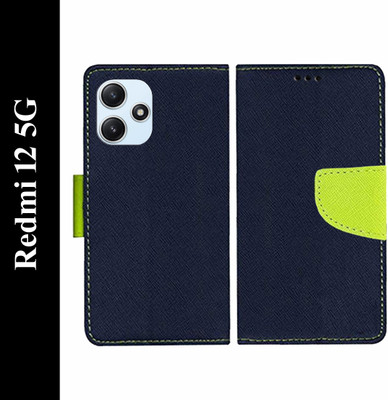 Wristlet Flip Cover for Redmi 12 5G(Blue, Cases with Holder, Pack of: 1)