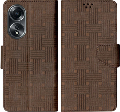 SBMS Flip Cover for OPPO A58 4G(Brown, Shock Proof, Pack of: 1)