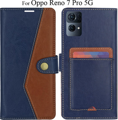 MYSHANZ Flip Cover for Oppo Reno 7 pro 5G(Blue, Brown, Magnetic Case)