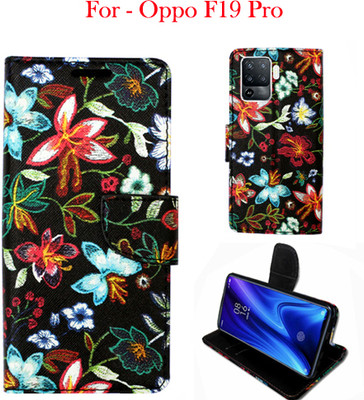 Toklot Flip Cover for Oppo F19 Pro(Black, Pack of: 1)