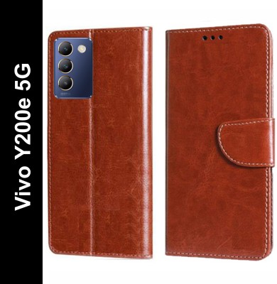 Wynhard Flip Cover for Vivo Y200e 5G, Vivo T3 5G(Brown, Grip Case, Pack of: 1)