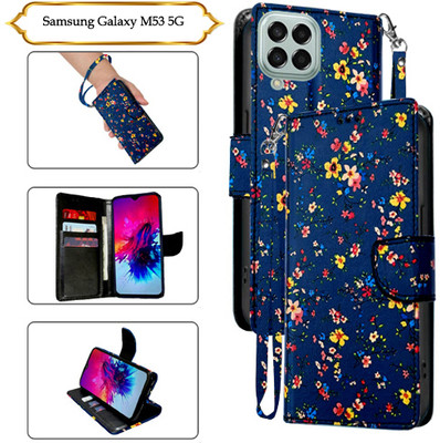 Asmart Flip Cover for Samsung Galaxy M53 5G(Blue, Pack of: 1)