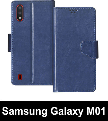 SBMS Flip Cover for Samsung Galaxy M01 Back Cover Case with Magnatic Closure(Blue, Shock Proof, Pack of: 1)