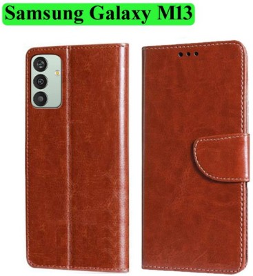 Wynhard Flip Cover for Samsung Galaxy M13(Brown, Grip Case, Pack of: 1)