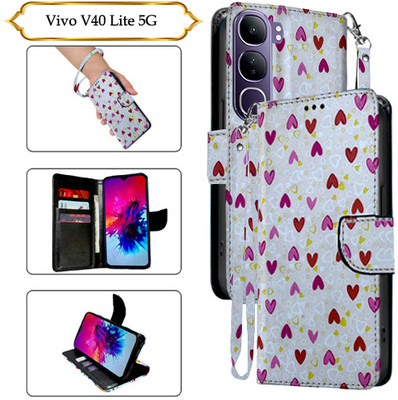 Cutemart Flip Cover for Vivo V40 Lite 5G(White, Pack of: 1)