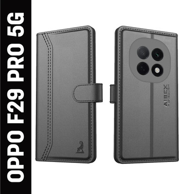 AIBEX Flip Cover for Oppo F29 Pro 5G|Premium Leather Finish | Magnetic Closure | Kickstand Feature | Shockproof(Black, Magnetic Case, Pack of: 1)