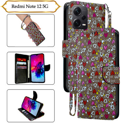 Asmart Flip Cover for Redmi Note 12 Pro 5G(Brown, Pack of: 1)