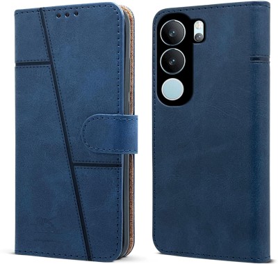 SnapStar Flip Cover for Vivo V29 Pro 5G(Premium Leather Material | 360-Degree Protection | Built-in Stand)(Blue, Dual Protection, Pack of: 1)