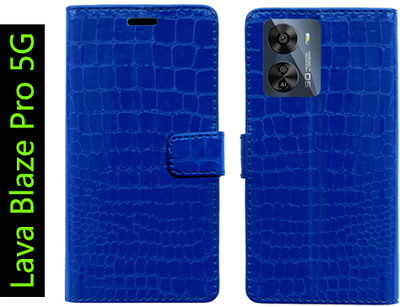 Toklot Flip Cover for Lava Blaze Pro 5G(Blue, Pack of: 1)